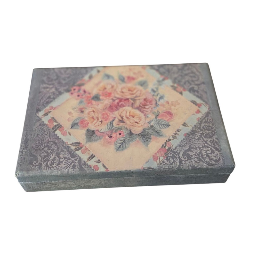 Lang Card Co Bob's Boxes Trinket Card Photo Box ROSE SWAG Art Victorian Style